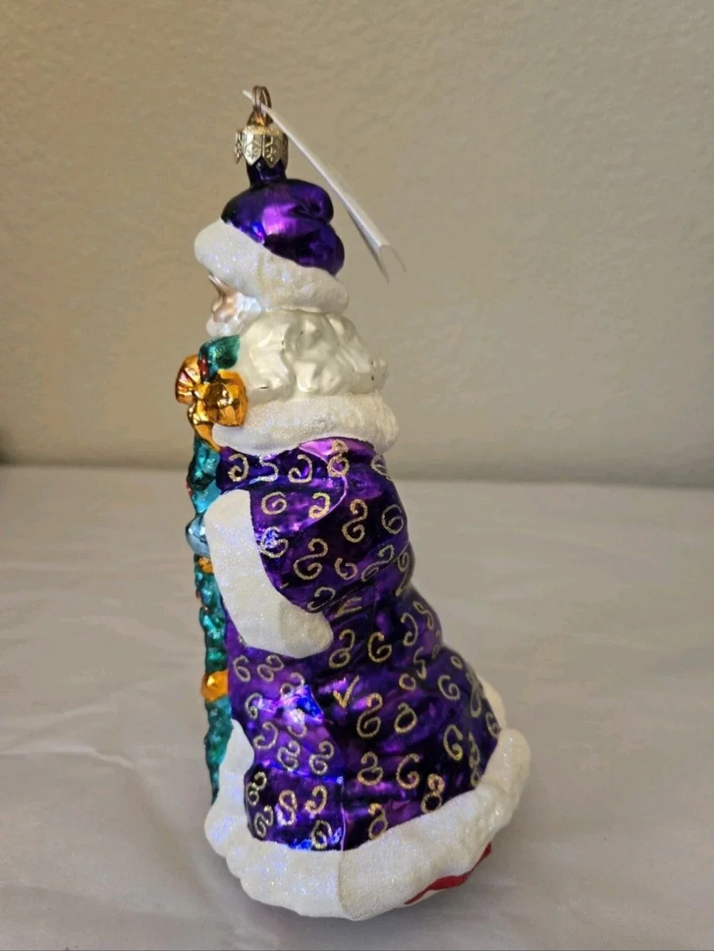 Vintage Christopher Radko Yorkshire Nicholas Ornament 8.5 Tall Purple Robe Santa